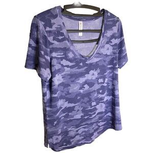 Athleta Womens‎ Short Sleeve Blue Gray Camo Top Small
